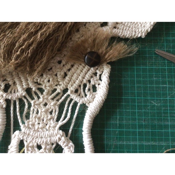 Cow Macrame Wall Hanging with Antique Yoke | Handmade New - Picture 4 of 6